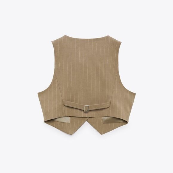 ZARA MATCHING SET PINSTRIPE CROP VEST AND BOX PLEAT SKIRT - Picture 16 of 16